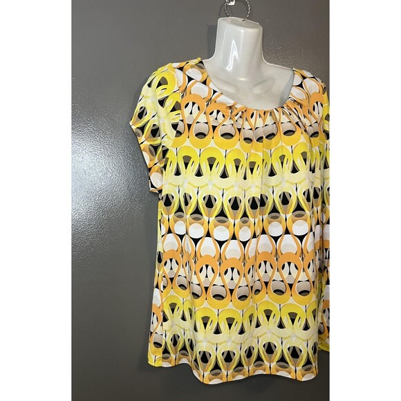 Worthington Shirt Womens 1X Geometric Print Stretch Top Blouse Plus Size - Picture 2 of 6